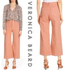 Veronica Beard cynthia 12.5" guacho dusty rose cropped wide leg jeans 26